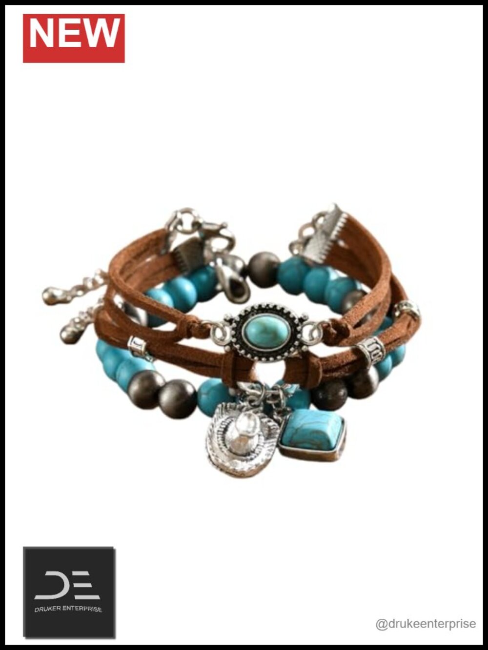 Turquoise Beaded Stretch Bracelet Stackable Western Boho